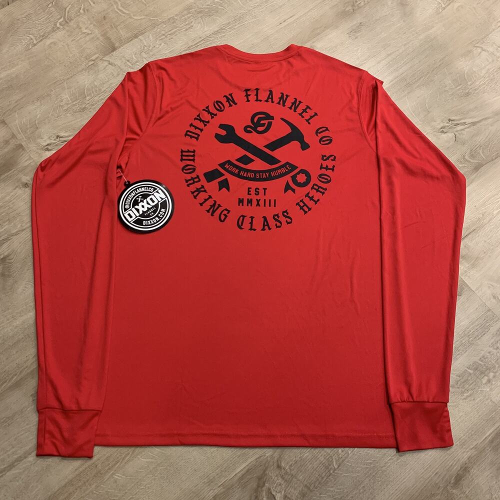 Dixxon Flannel Co. Working Class Heroes UV Long Sleeve T-Shirt Men's XL Red NEW